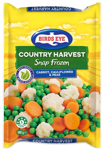 BIRDS EYE COUNTRY HARVEST PEAS CARROT AND CAULIFLOWER 500GM Pack Size: 12