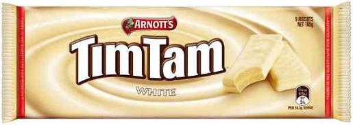 ARNOTTS BISCUITS CHOCOLATE TIM TAM WHITE 165GM Pack Size: 24