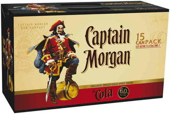 CAPTAIN MORGAN & COLA CANS 6%  Pack Size:30