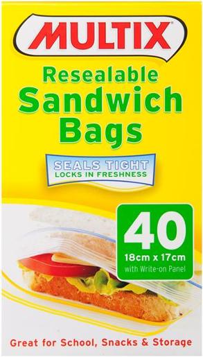 MULTIX QUICK ZIP SANDWICH BAGS 40S pack size: 12