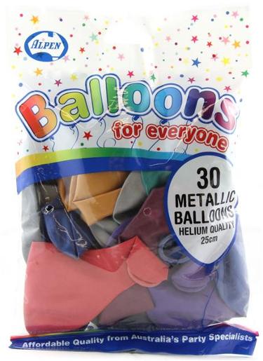 ALPEN METALLIC MIX BALLOONS 30PK Pack Size: 12