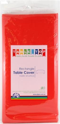 ALPEN RED PLASTIC TABLE COVER 1EA Pack Size: 12