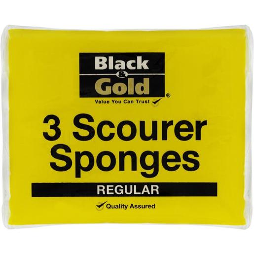 BLACK & GOLD SCOURER SPONGES REGULAR 3PK Pack Size: 12