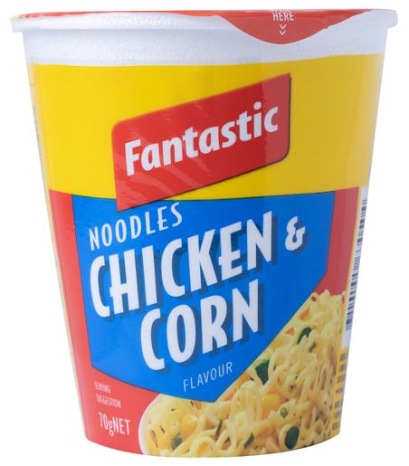 FANTASTIC NOODLES CUP CHICKEN AND CORN 70GM Pack Size: 12